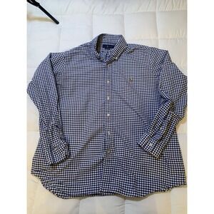 Polo Ralph Lauren Gingham Check Button Down Shirt Blue White  XL TG Flesh Pony